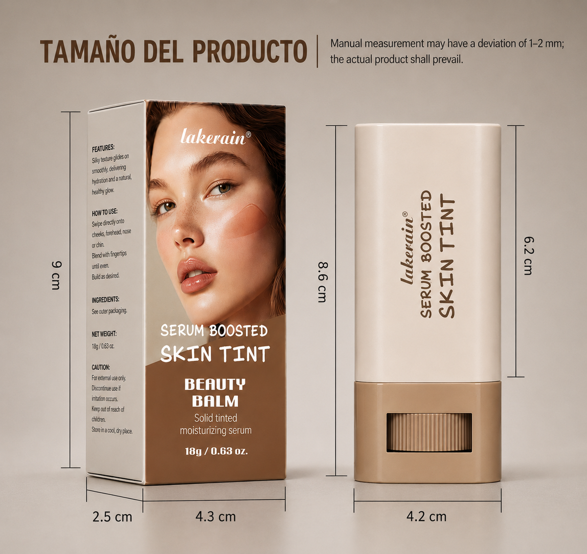 SERUM BOOSTED SKIN TINT (barra de maquillaje color y sérum nutritivo) LAKERAIN
